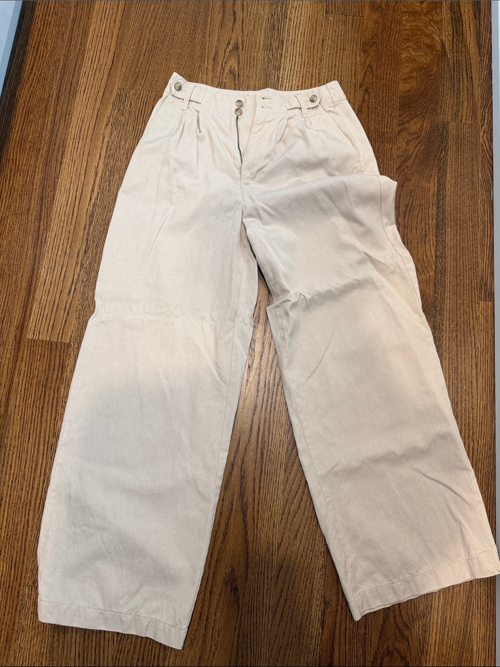 Casual Wide-Leg Pants in Light Beige